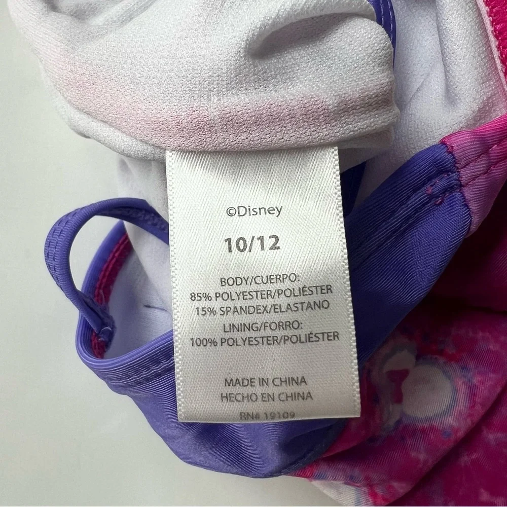 Disney Minnie Mouse Girls One Piece Bathing Suit Tie Dye Pink Bow 10/12
